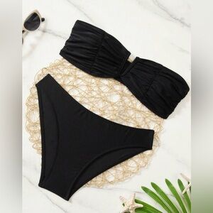 NEW Black Women's Strapless Bikini Swimsuit